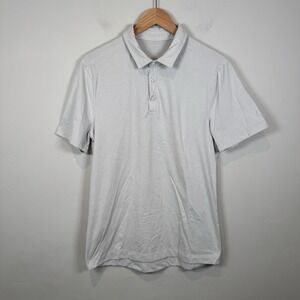 Lululemon Evolution Polo Gray Light Grey Stripe Tech Stretch Comfort Men Medium?